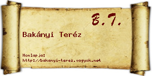 Bakányi Teréz névjegykártya